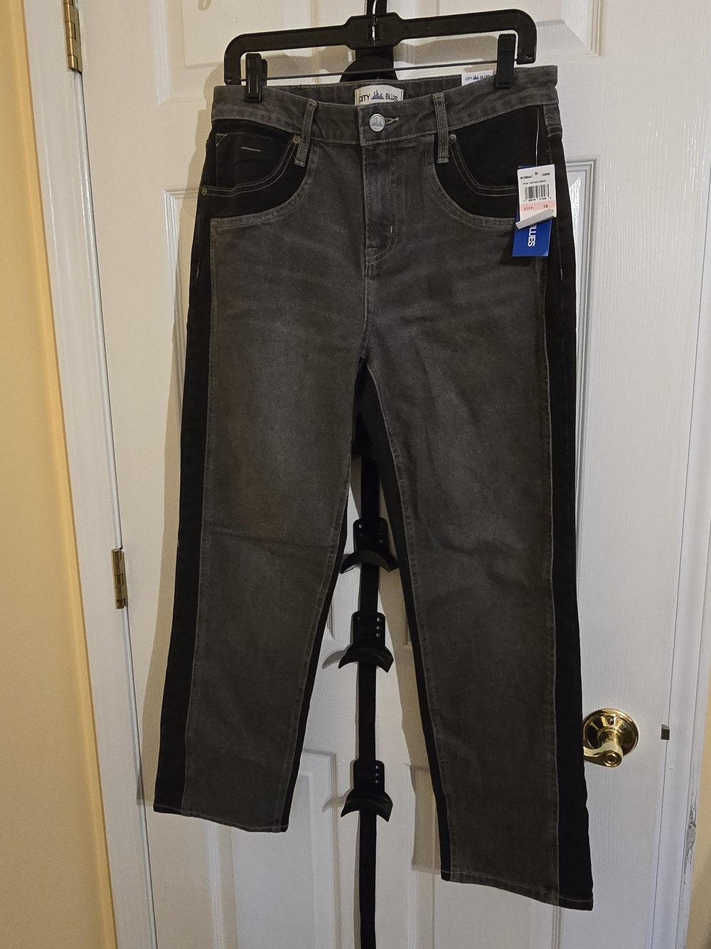 City Blues Straight Leg Two-Tone Gray & Black Women's Jeans